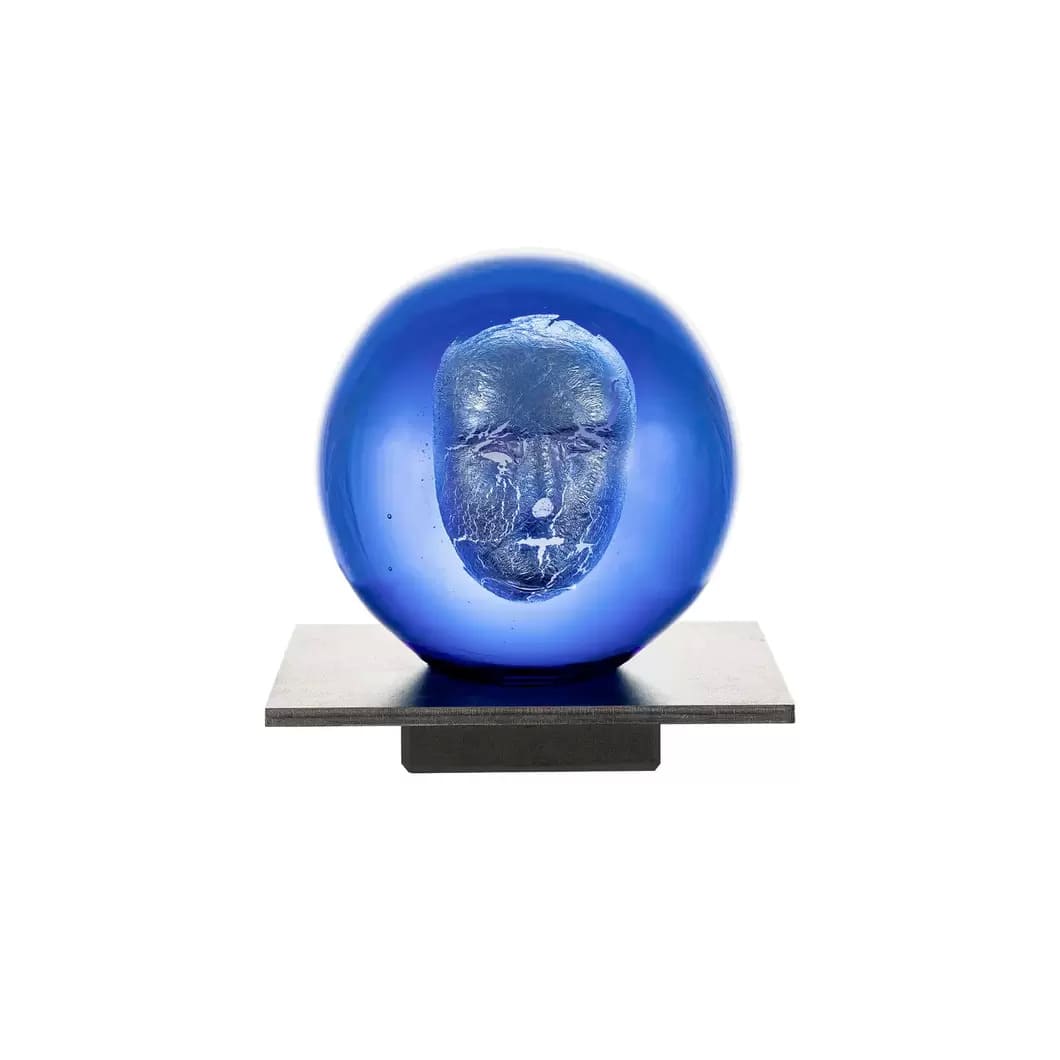 BV Headman glass sculpture, blue