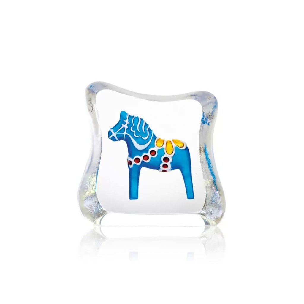 Dala horse glass sculpture blue, Mini