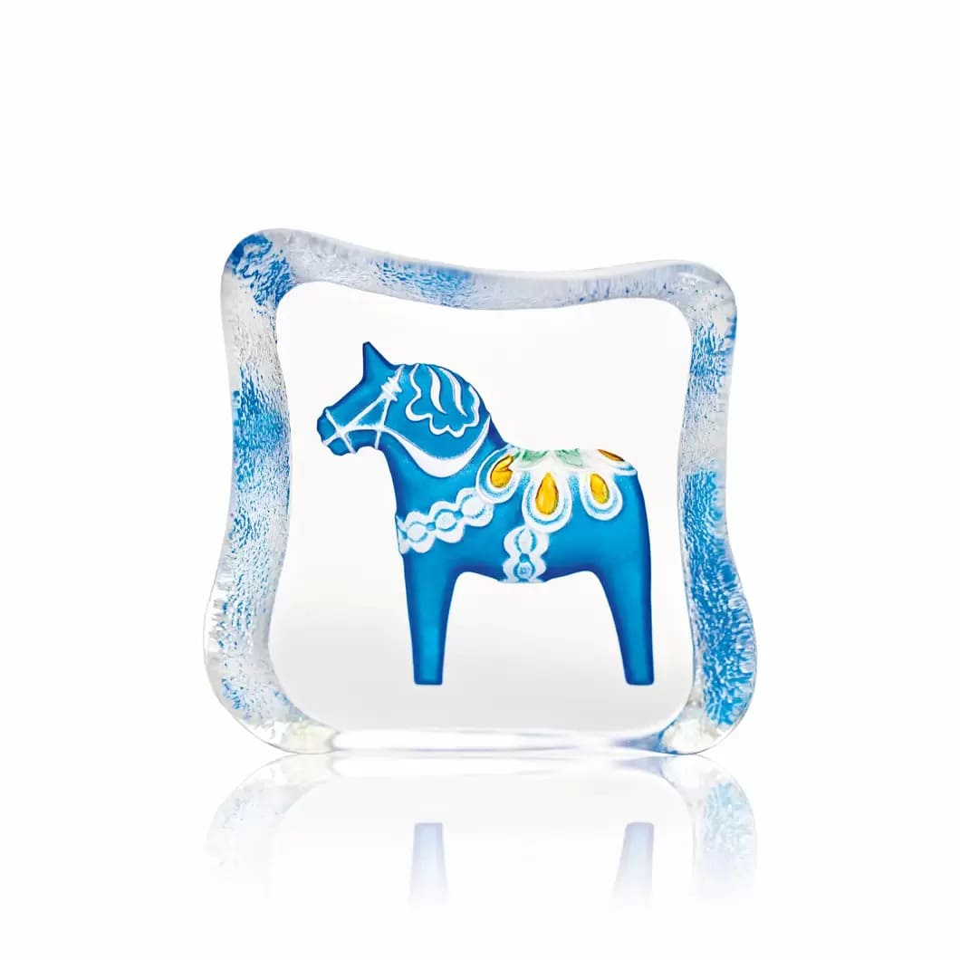 Dala horse glass sculpture blue, Small