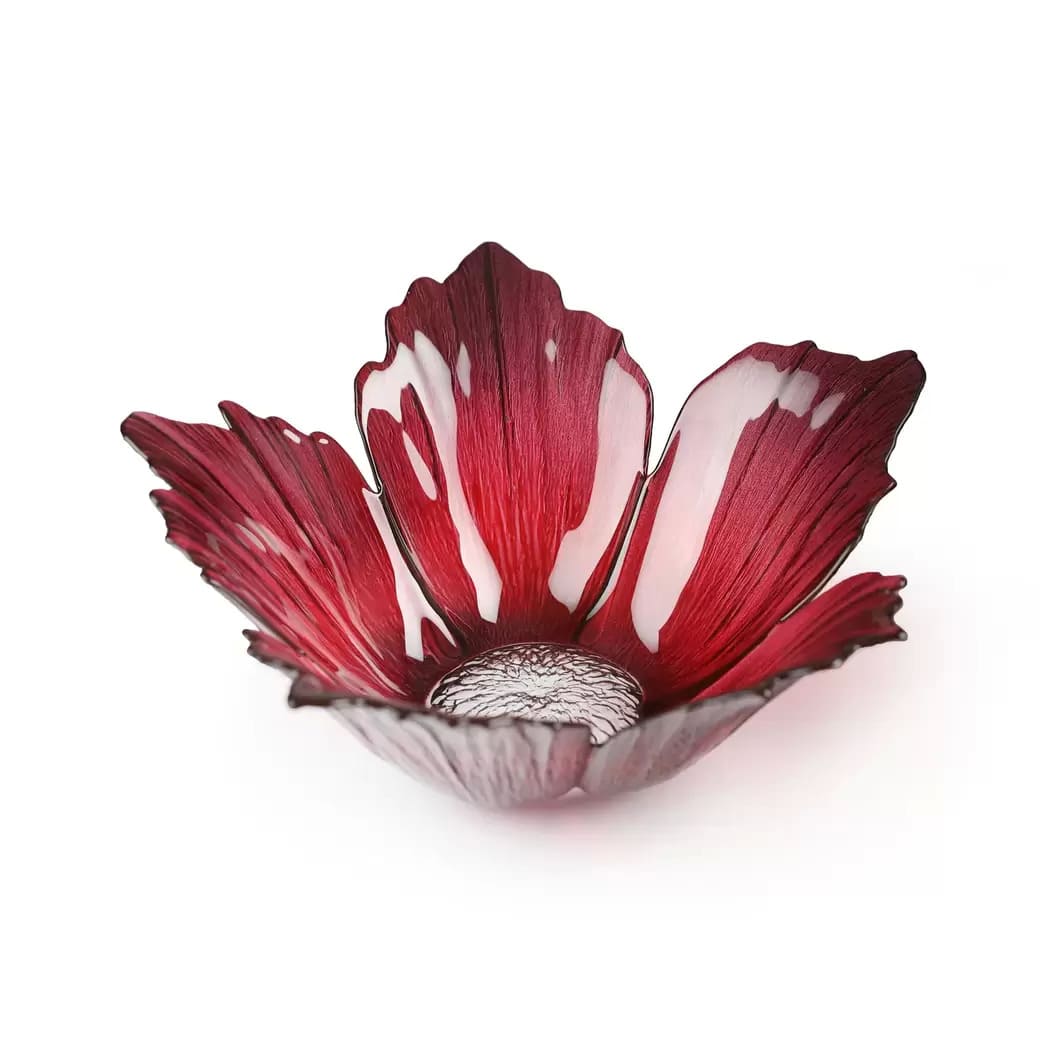 Fleur glass bowl red pink, large Ø23 cm