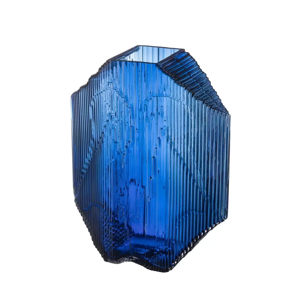 Kartta glass sculpture 33.5 cm, ultramarine blue