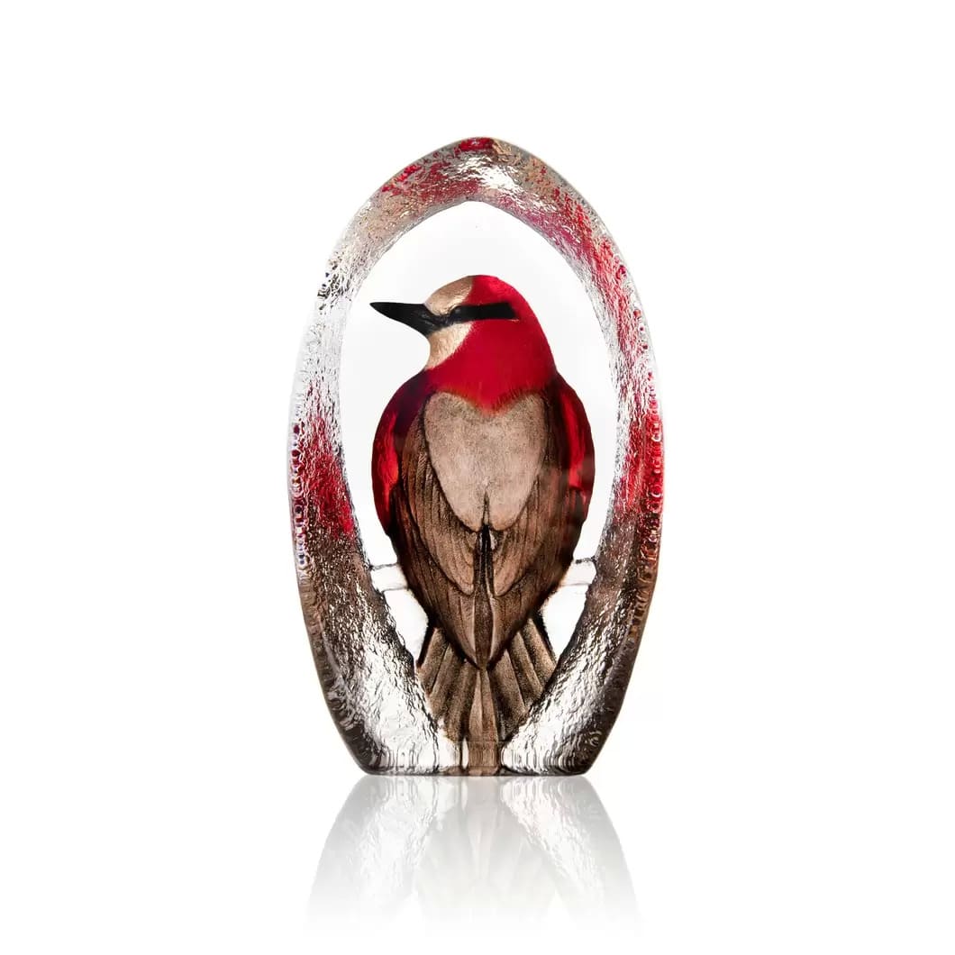 Wildlife Colorina glass sculpture 17.5 cm, Red