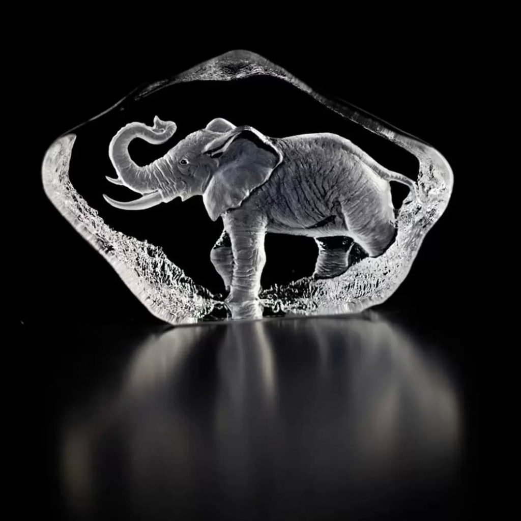 Wildlife Elephant sculpture, glass